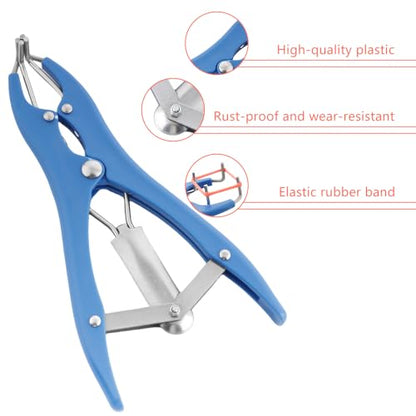 2 Pack Livestock Castration Bander with 50 Pcs Castrator Rings, Bloodless Animal Elastrator Castration, Animal Tail Cutting Tool for Lambs Sheeps Calves Piglets, Balloon Expander Pliers Tools