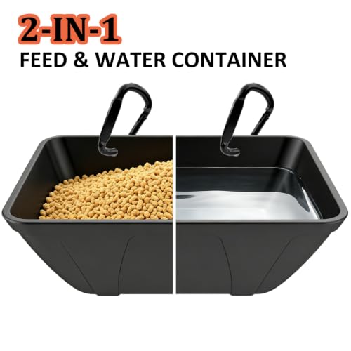 Hanging Chicken Feeder Trough for Goat Sheep Deer Poultry Duck Chicken Fence Feeder Livestock Feeding Container Goats Supplies Feeders Waterer Bucket - color: Black