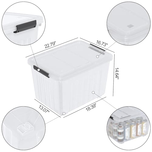 Large Plastic Storage Box with Lid, 70 Quart, 4 Packs - size: 70 Quart