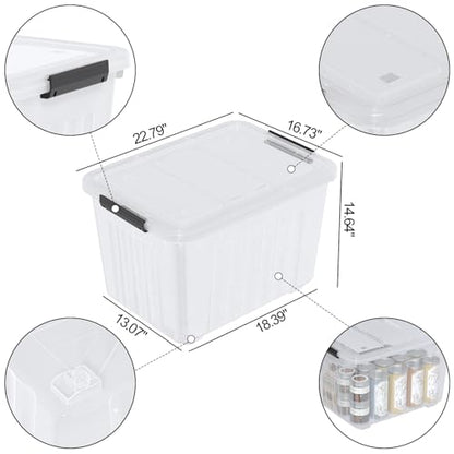 Large Plastic Storage Box with Lid, 70 Quart, 4 Packs - size: 70 Quart