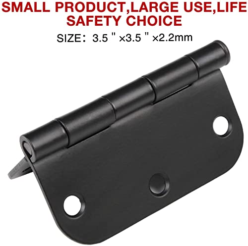 TDCHINGES 3 1/2" Matte Black Door Hinges 3.5 Inch Rounded Flat 24 Pack - color: Matte Black, size: 24 Pack