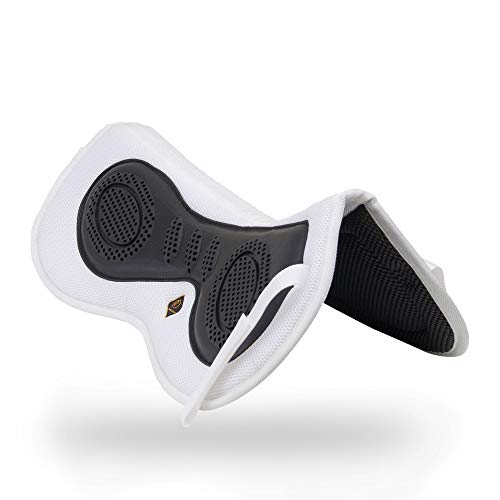 3D Air-Mesh Half Pad, Impact Protection & Therapeutic Gel Padding English Saddle for Maximum Support and Stability, Best for Horses Under Saddle, Dressage, Jumping & Training - color: 3d Air-mesh (White)