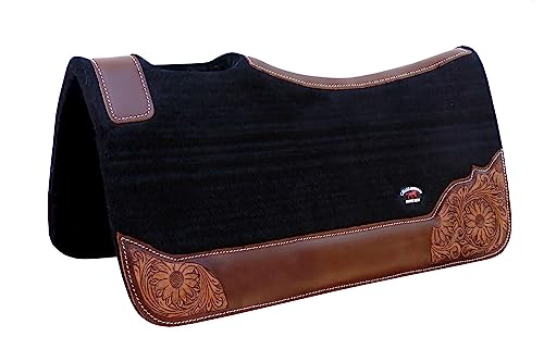Horse 32"x30" Western Contoured Wool Felt Therapeutic Saddle Pad 39252 - color: Black