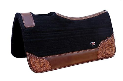 Horse 32"x30" Western Contoured Wool Felt Therapeutic Saddle Pad 39252 - color: Black