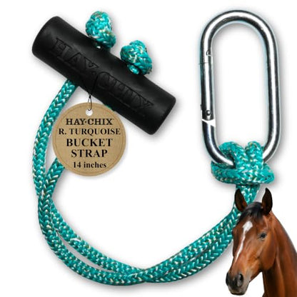 hay chix Horse Bucket Strap for Stalls - Bucket Hanger - 14 Inch, Turquoise - color: R. Turquoise