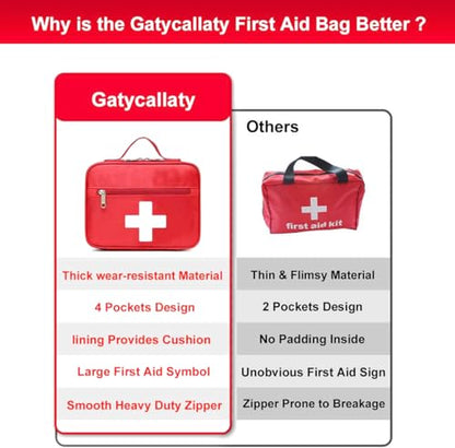 Gatycallaty First Aid Bag Empty Emergency Treatment Medical Bags Multi-Pocket for Home School Office Car Traveling Hiking Trip Daycare (Large, Pack of 2) - size: Large, Pack of 2