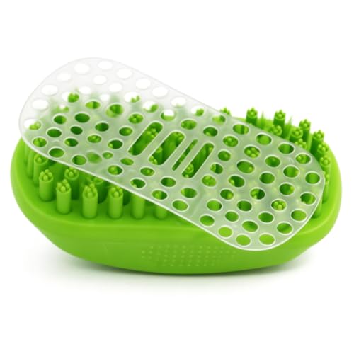 Rubber Curry Brush for Short Haired Dogs, Gentle Curry Comb - color: Green