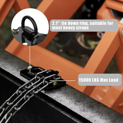 2 Pack 3/8" Tractor Bucket Hooks with Tie Down Ring - Grade 70 Forged Steel Bolt-On Grab Hook with Backing Plate, Max Load 15,000 lbs, Compatible with Kubota, John Deere, RV, UTV, Truck, Black - color: Black