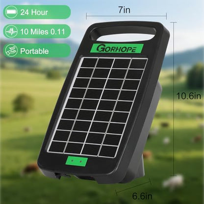 5 Miles Solar Electric Fence Charger,0.11J Powered 24-Hour Protection - size: GOR11 (5M0.11J)