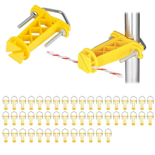 50 Pcs Yellow Tube Electric Fence Insulators Extender with U-Bolt - color: Yellow, size: 50 Pack