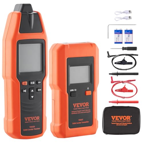 VEVOR Underground Cable Locator, 8 Ft Max Detect Depth Cable Tester, 12 to 600V (NVC) Wire Tracer Break Detector Finder, 6561Ft Detect Length for Electrical Circuits Pipelines Dog Fence Buried Cables