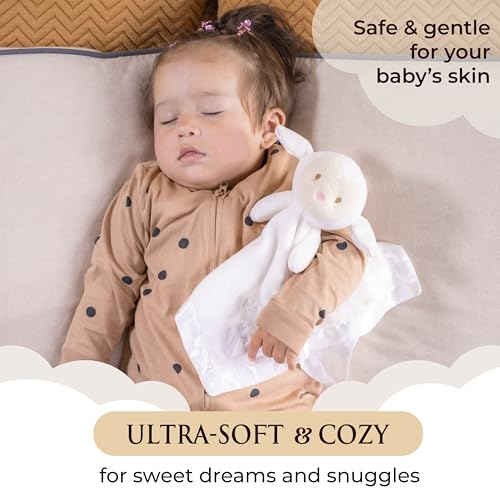 Lamb Lovey, Baptism Gifts for Girl & Boys - Loveys for Babies, Soft Embroidered Baby Blanket with Cross, Baptism Blanket for Newborns & Toddlers, Oeko-TEX Certified,14 inch