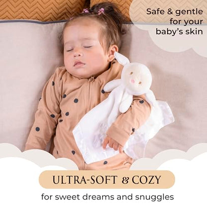 Lamb Lovey, Baptism Gifts for Girl & Boys - Loveys for Babies, Soft Embroidered Baby Blanket with Cross, Baptism Blanket for Newborns & Toddlers, Oeko-TEX Certified,14 inch