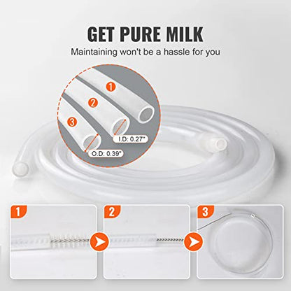 VEVOR Goat Milking Machine, 6 L 304 Stainless Steel Bucket, Electric Automatic Pulsation Vacuum Milker, Portable Milker with Food-Grade Silicone Cups and Tubes, Adjustable Suction for Cows and Sheep - size: 6 L
