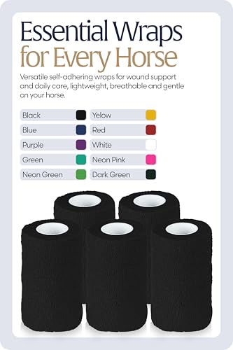 Equinavia 20 Pack Self Adhesive Bandage Wrap, 4 Inch Vet Wrap for Horses - color: Black