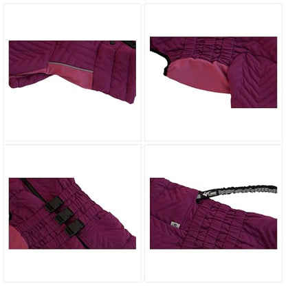 Warm Dog Coat Double Layers Dog Vest, 4 Legs Covered Windproof Waterproof Reflective, Purple XS - L - color: Purple, size: XS (back 9.5")