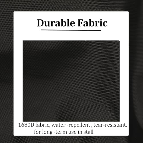 Stall Guard for Horse, 27"x19" Adjustable Nylon Horses Stall Guard with Straps & Snaps | Easy to Install in Stable and Barn - color: BLACK