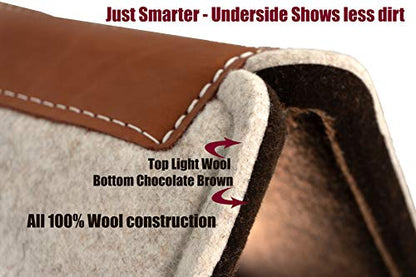 The Montana 100% Extra Fine Wool Made in the USA Saddle Pad by Southwestern 3/4" or 1" Thick and Designer Wear Leather - color: Laredo, size: 32" x 32": 1" Inch Thick