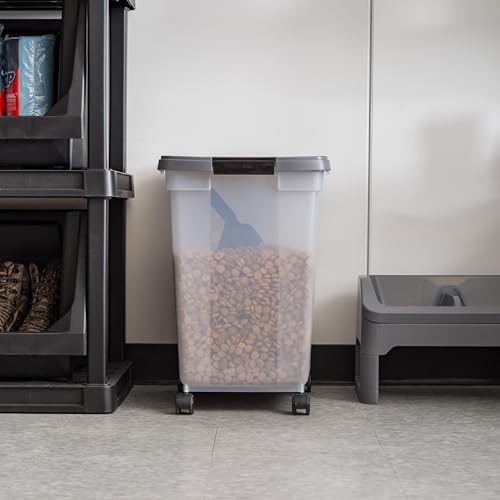 IRIS USA Dog Food Storage Container, Up to 50 lbs, Dark Gray, Made in USA - color: Dark Gray, size: 50 lbs