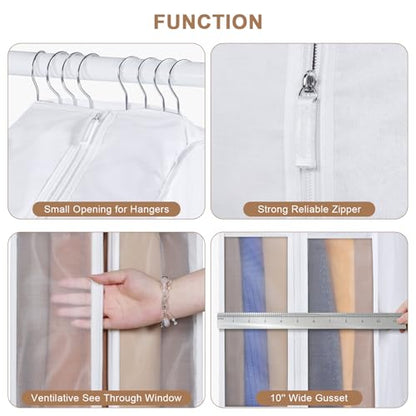 50 Inch Cotton Garment Bag for Hanging Clothes and Storage, 3 Pack - size: 10"W x 50"H-3pcs
