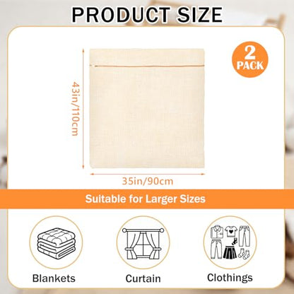 SATINIOR 2 Pack Extra Large 100% Cotton Mesh Laundry Bags 43 x 35 Inch Jumbo Cotton Mesh Large Delicate Bags with Sturdy Zippers Washing Machine Bag for Coats, Blankets, Bedding, Toys, Pet Items