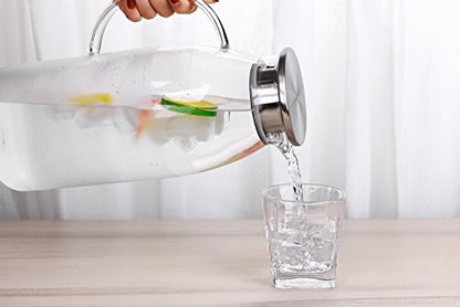 Purefold 100 Ounces Large Glass Pitcher with Lid, Hot/Cold Water Glass Jug | Iced tea, juice, milk, coffee, sangria pitcher. 0–300°F. Leakproof, dishwasher safe. BPA free borosilicate glass. - size: 100 OZ