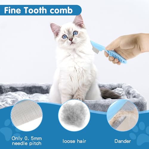 Dog Brush Dog Grooming Kit 6PCS Dog Brush for Shedding-Dog Brushes for Grooming, Dematting Comb for Dogs, Cat Nail Clipper with Nail File, Flea Comb, Bath Brush(Blue) - color: Blue