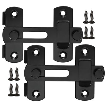2pcs 180° Degree Flip Sliding Barn Door Locks and Latches, Sliding Barn Door Locks, Black Gate Latch Bolt Buckle Lock for Barn Door, Pet Door, Bathroom, Garage, Window, Sliding Door Lock | Pet Bathroom Garage Window Privacy Hardware Security Accessory - s