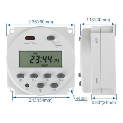 Baomain Time Switch Relay,Digital LCD Programmable Timer,24V DC/AC Input,200-250V 16A Output,28 Programs Daily/Weekly Schedule,CN101A for Lighting and Equipment Control - size: Timer