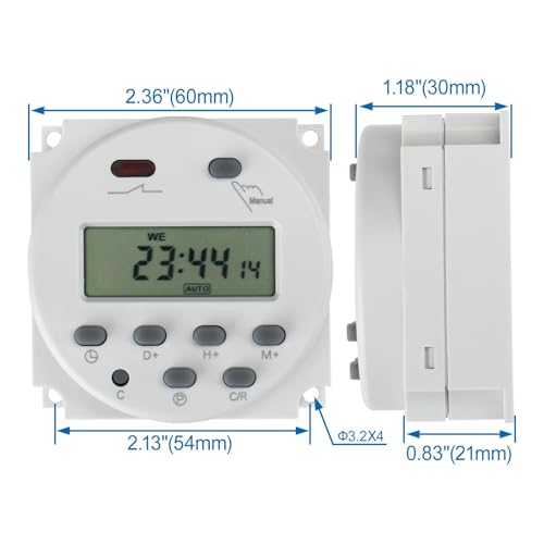 Baomain Time Switch Relay,Digital LCD Programmable Timer,24V DC/AC Input,200-250V 16A Output,28 Programs Daily/Weekly Schedule,CN101A for Lighting and Equipment Control (Pack of 3) - size: Timer (Pack of 3)