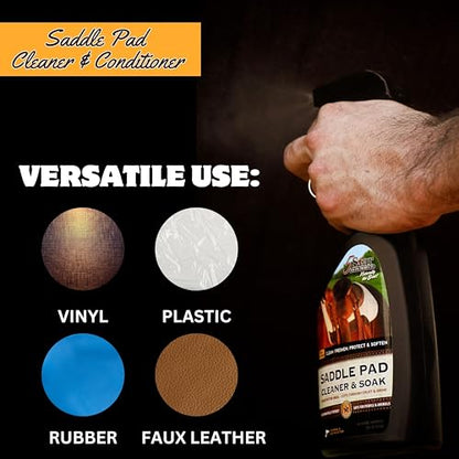5 Star Equine Horse Saddle Pad Cleaner & Soak - Works on Horse Blankets, Wool and as a Leather Cleaner - Cleans, Freshens, Preserves & Softens 4-6 Equine Saddle Pads 24 oz. Spray Bottle