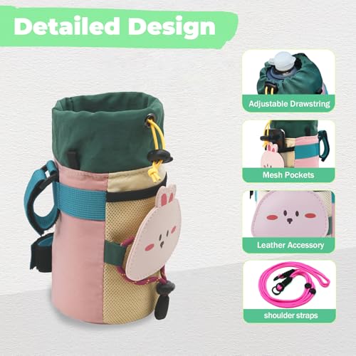 Cute Animals Bike Water Bottle Holder with Shoulder Straps, Universal Cycling Bicycle Drink Cup Cage for Kid's, Cruiser, Scooter, MTB, Road Bike (Rabbit) - color: Rabbit