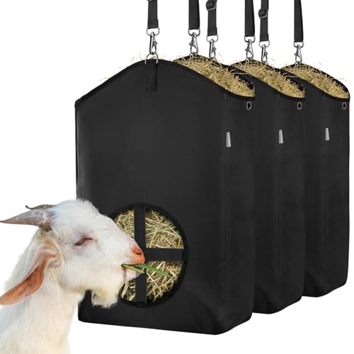 3 Packs Black Goat Hay Feeder, Hay Bags for Goats, Horses, Sheep - color: 3Black