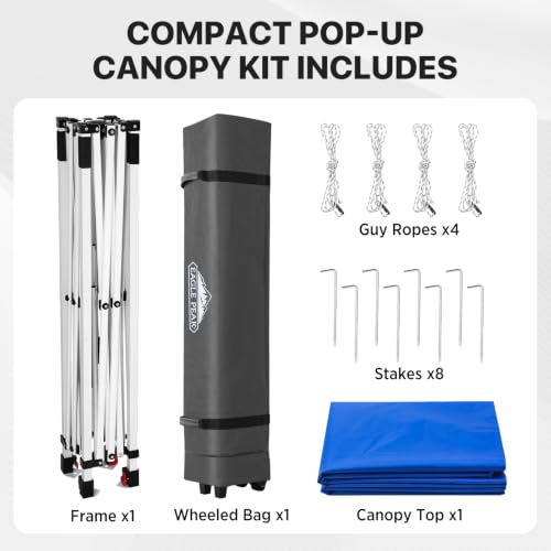 EAGLE PEAK 6.6x6.6 Pop Up Canopy Tent Easy Up Canopy Outdoor, Blue - color: Blue, size: 6.6x6.6