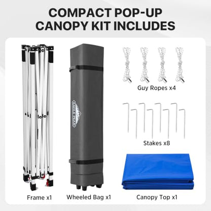 EAGLE PEAK 6.6x6.6 Pop Up Canopy Tent Easy Up Canopy Outdoor, Blue - color: Blue, size: 6.6x6.6