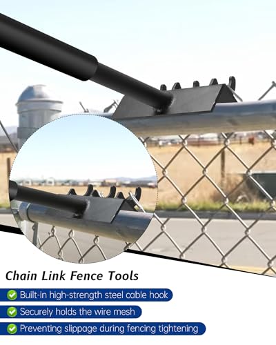 Chain Link Fence Heavy Duty Top Rail Fabric Hanging Tool, 15.7 Inch Chain Link Fence Tools with Anti Slip Handle Including Connection Hook Fit for Fixing Fences on Farms, Pastures, Garden Barriers - size: Black