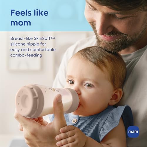 MAM 4.5oz Easy Start Anti-Colic+ Vented Baby Bottle, 0+ Months, 2 Pk, Girl - color: Purple Iris, size: 2 Count (Pack of 1), style: 4.5oz