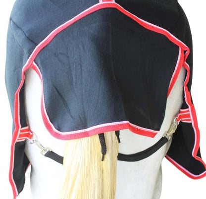 64" Horse Sheet Polar Soft Fleece Cooler Exercise Blanket Liner Contoured 4385N - color: Black / Red-White Trim, size: 64 inches