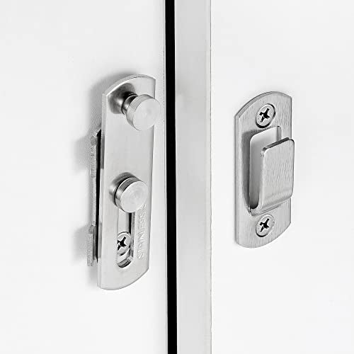 2 Packs Brushed Nickel Stainless Steel Barn Door Latch flip Door Latch_S | Suitable for Sliding Door,Garden Gates,French Door,Fence Gates,Closet,Drawer,Wine Cabinet,Pet Cage