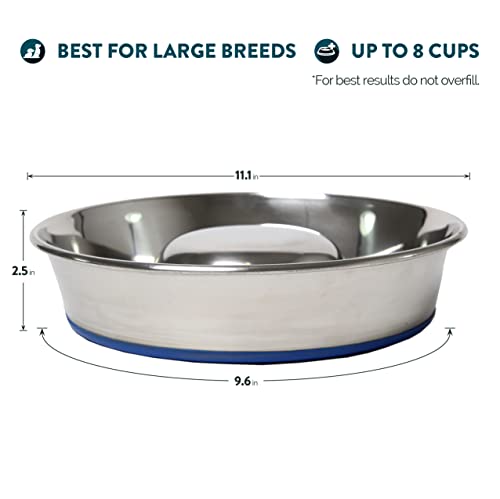 OurPet's DuraPet Slow Feed Stainless Steel Dog Bowl, Silver, Large - size: Large (6 Cups)