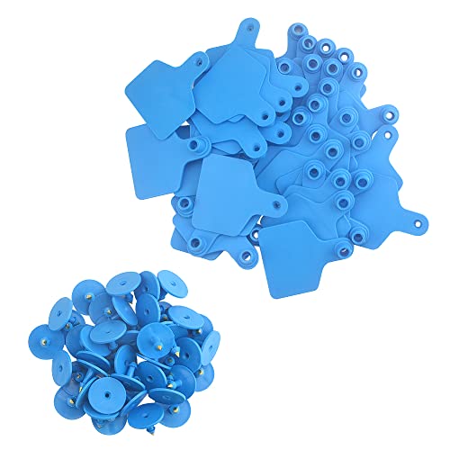 WMYCONGCONG 100 PCS Blank Ear Tags Livestock Identification Ear Tag Blank Tags for Goats Sheep Pigs Hogs Cows Cattle Calf Horse (Blue) - color: Blue