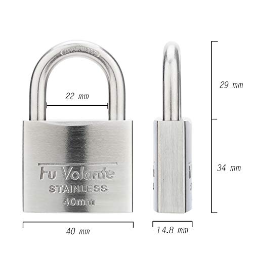 Stainless Steel Pin Tumbler Padlock, 304 Marine Series, Weatherproof Padlock for Outdoor use, 1-9/16 inch Wide Body, Keyed Different - Stainless Steel Body & Shackle - color: FUPS140