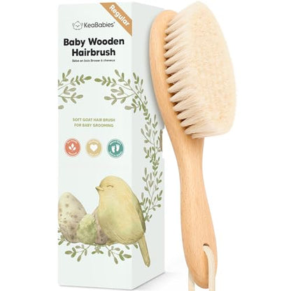 Wooden Baby Hair Brush for Toddler, Infant Cradle Cap (Walnut, Regular) - color: Walnut, size: Oval, Regular 7"
