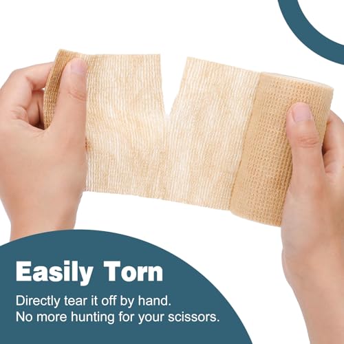 AZEN 24 Pack Self Adhesive Bandage Wrap, 4" X 5 Yards Elastic Cohesive Bandage Wrap, Skin Color Athletic Tape, Ankle Tape, Tattoo Grip Tape Wrap, Vet Wrap - size: 4IN - 24Pack