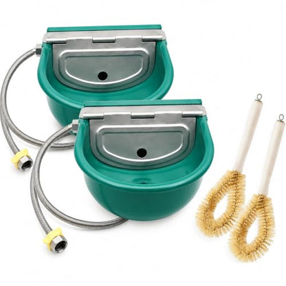 2 Set Automatic Water Bowl, Livestock Waterer for Cattle Dog Goat Sheep | 4L Outdoor Animal Waterer Trough with Float Valve & Drain Hole for Farm, Horse Ranch & Garden (39.37 Inch Pipe)