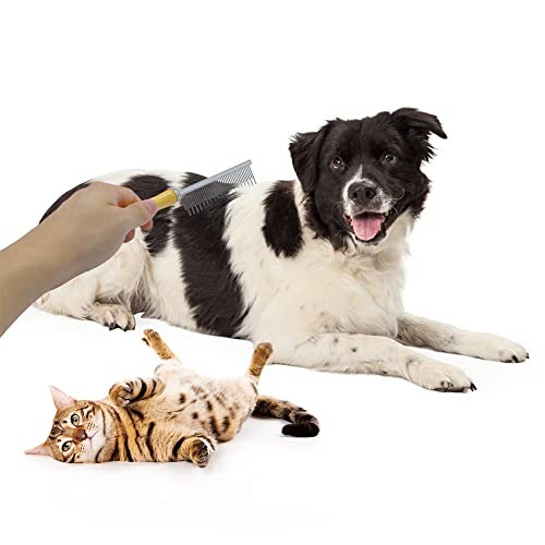 Wooden Handle Grooming Comb for Dogs Cats Pet（Multitooth） - color: Long & Short Teeth Comb