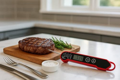 FIRELINE Digital Thermometer – Ultra Fast Waterproof Thermometer with Backlight, Foldable Probe & Magnetic Back – Commercial-Grade Instant Read for Grilling, Cooking, BBQ, Smoker, Kitchen Use