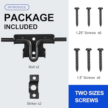 Slide Bolt Gate Latch, 2 Pack Heavy Duty Slide Latches - size: 2 Pack