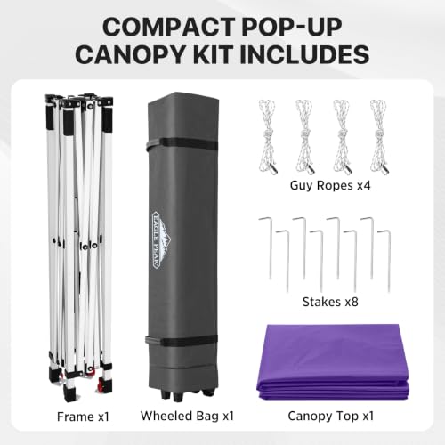 EAGLE PEAK 6.6x6.6 Pop Up Canopy Tent Easy Up Canopy Outdoor, Purple - color: Purple, size: 6.6x6.6