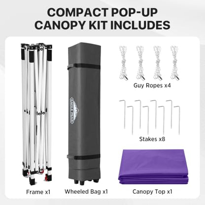 EAGLE PEAK 6.6x6.6 Pop Up Canopy Tent Easy Up Canopy Outdoor, Purple - color: Purple, size: 6.6x6.6